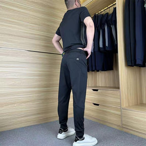 Completo casual da uomo a maniche corte + pantaloni lunghi a due pezzi